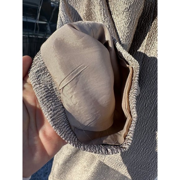 90s Gold Albert Nippon Boutique Skirt Suit Plisse Metallic Open Front Pleat Lape - Picture 12 of 16